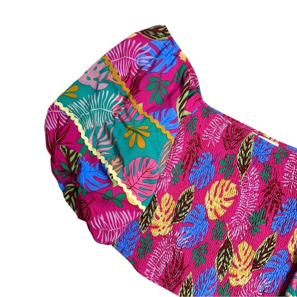 Sugarlips Marina Fuchsia Pink Tropical Smocked Crop Top Plus Size 2x - Picture 3 of 9